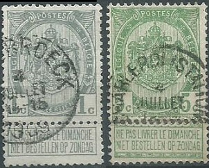 Belgica #60 y #64 1893 NH