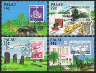 Palau  #164 - 167  1987  Serie completa Nuevas  NH  "Enlaces de Japón con Palao - Sellos japoneses""