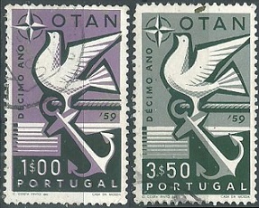 Portugal #846 - 847 1960 Serie completa  NH  "Otan - Paloma"