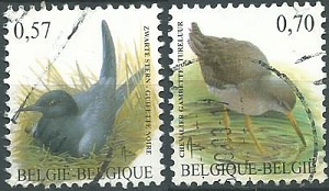 Belgica #1913C - 1913D  2002  "Charrán negro y Archibebe común"