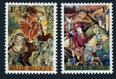 Bélgica #692 - 693 1967 Serie completa Nueva NH "Tapices de caballería"