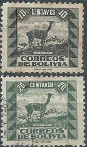 Bolivia #254 Y #256 1939 "Vicuña"