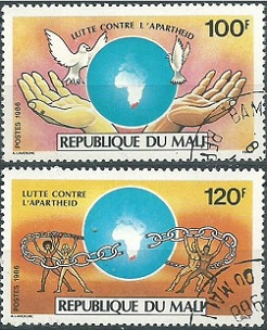 Mali #532 - 533 1986 Serie completa "Lucha contra el apertheid - Palomas"
