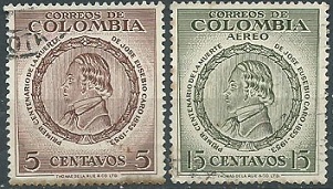 COLOMBIA #643 y #C281  1954  Serie completa NH