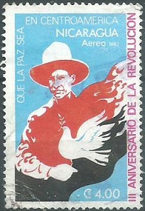Nicaragua #C1013 "1982 "Sandino sosteniendo paloma"