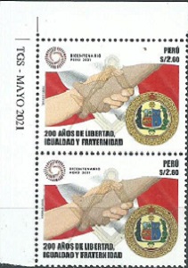 Peru 2021 Bicentenario  Par fechado