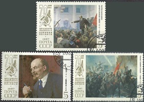 RUSIA #5592  - 5593 y #5595 1987  CTO "70 Años de la revolución de octubre"
