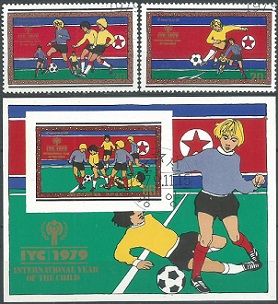 Corea del Norte #1886 - 1888  1979 H.S. Serie completa con H.S. "Futbol femenino"