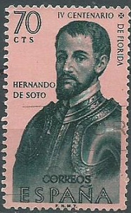 España #946  1960 Nueva (Hinged) "Hernando de Soto"