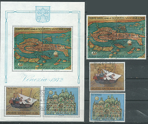 Vaticano #518 - 520a 1972 Serie completa con HS "Campaña de la UNESCO para salvar Venecia"