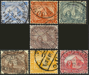 Egipto  #37, #39, #41a  (1879), #43, #43a, #46a, #47 (1888)