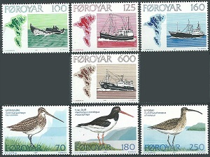 Islas Feroe  #24 - 30  1977 2 Series completas Nuevas NH Año completo