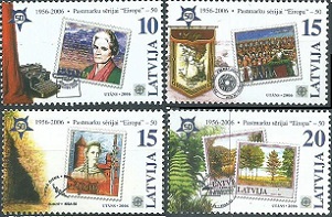 Letonia  #633 - 636  1992  Serie completa "Europa 50 años"