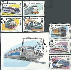 Madagascar #1200  - 1207  1993  Serie completa con HS