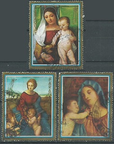 PARAGUAY #1876b - 1876d  1979  "Pinturas de la Virgen y el Niño de Tiziano y Rafael"