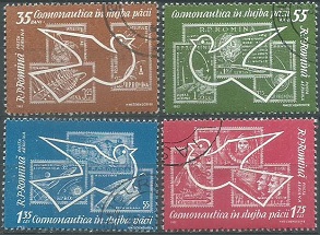 RUMANIA #C119 - C122  1962 Serie completa "Paloma - Exploración pacifica del espacio"