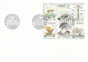 Suecia #1264a  1978  Serie completa en FDC "Hongos y setas"