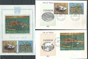 VATICANO # 518-520a 1972 Serie completa en FDC y HS "Campaña de rescate de Venecia, UNESCO"