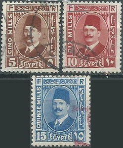 Egipto #135 - 136 (1929) y #139  (1927)