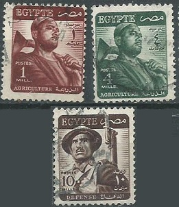 Egipto #322, #325, #327 1953