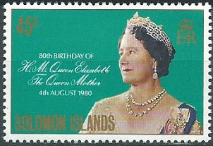 Islas Salomón #426 1980 Nueva NH "80 cumpleaños de la reina madre"