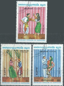 Kampuchea #400 - 402  1983  Serie completa "Danzas tipicas"