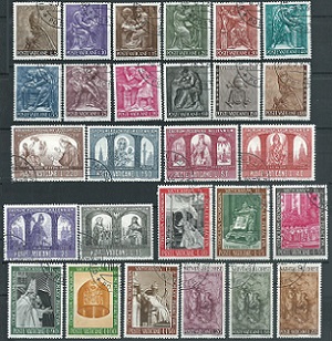 Vaticano #423-447 y #E17-E18   1966  Año completo Usadas con  SPD