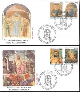 Vaticano #904 - 907 1992 Serie completa en FDC "Frescos de Piero della Francesca"
