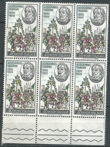 Italia #914  1965 Nuevas  bloque de 6