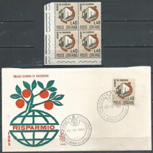 Italia #921  1965 Nuevas en cuadro + FDC