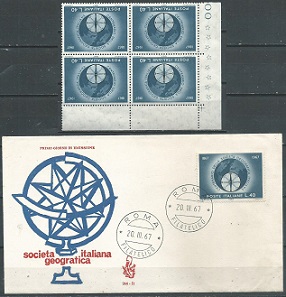 Italia #947  1967 Nuevas en cuadro + FDC