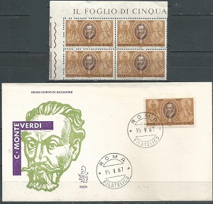 Italia #957  1967 Nuevas en cuadro + FDC