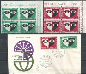 Italia #962 - 963 1967 Serie completa nueva en cuadros + FDC