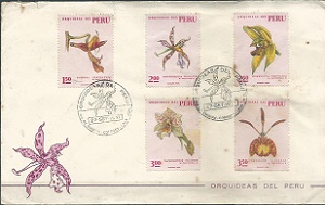 PERU #553 - 557 1971 Serie completa en FDC "Orquídeas del Peru"