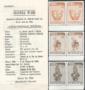 PERU #809 - 811  1984 Nuevas NH en pares + hoja informativa