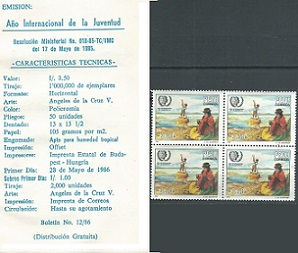 PERU #869  1986 Nuevas sin goma en cuadro + hoja informativa