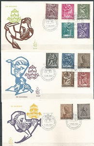 Vaticano #423-432 y #E17-E18 1966 Serie completa en FDC "Altorrelieves en la capilla privada del Papa por Mario Rudelli"