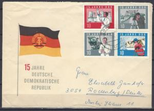 Alemania Republica Democratica #724, #727, #733, #738  1964 Sobre circulado