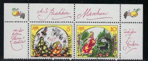 Alemania Repulica Democratica #2451a - 2451b 1985 Nuevas con viñetas "Mito de la princesa muerta y los 7 guerreros"