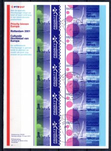 Holanda #1066  2001  Minipliego de 5  Autoadhesivas "Róterdam Capital Cultural"