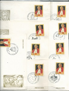 PERU #832  1984  7 FDC con matasellos de distintas ciudades de su visita