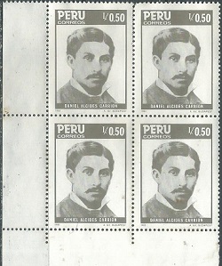 PERU #901  1986  Nuevas en cuadro sin goma "Daniel Alcides Carrión, medico"