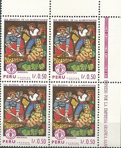 PERU #911  1987 Nuevas en cuadro "Agricultores de Mashua - Día Mundial de la Alimentación"