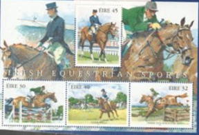 Irlanda #1119a 1998  Hoja Souvenir  Nueva Scott $5.00 "Deportes ecuestres"