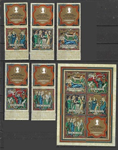 Islas Cook  #292 - 296a   1970 Serie completa con Hoja Souvenir  Nueva NH "Navidad - Iluminaciones del Siglo XIV por Robert de Lisle"