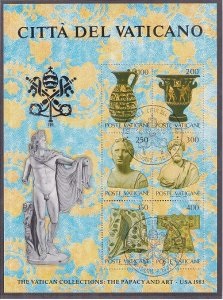 Vaticano #720 1983 Hoja Souvenir "El Papado y el arte - Exhibición en Estados Unidos"