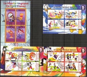 Congo Republica Popular  Col#SN01-04  Y1999 y Col#01-16  Y2012   4 Minipliegos  Cinderellas "Personajes Disney"