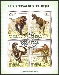 Costa de Marfil  Mi#CI 1519-1522KB   Y2014 mini pliego  "Dinosaurios africanos"