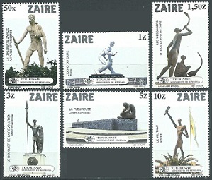 Zaire #1115 - 1120   1983  Serie completa   Nuevas "Monumentos de Kinshasa"