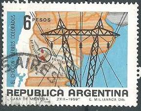 Argentina #914 1969 "Represa El Chocón, central hidroeléctrica"